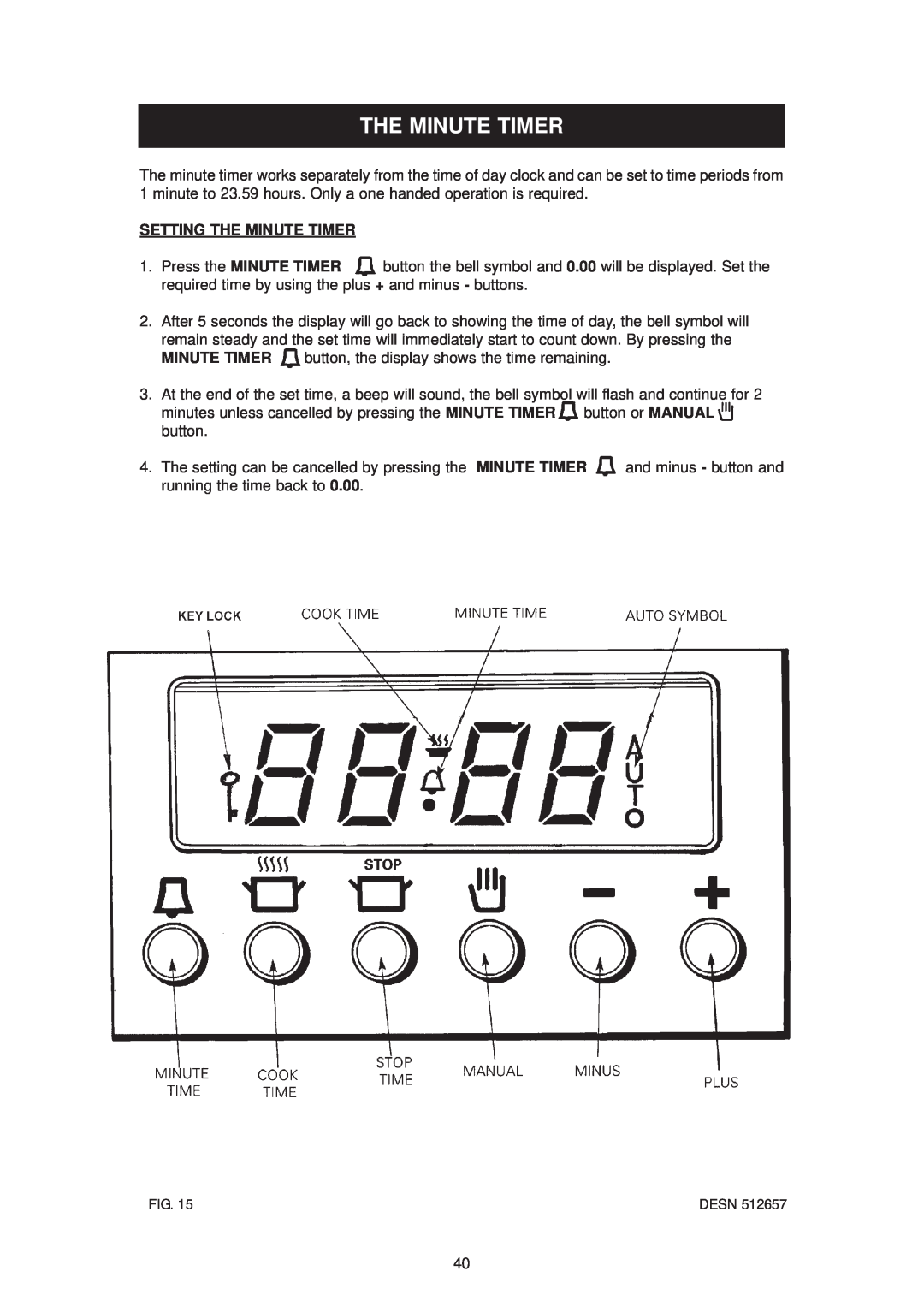 Aga Ranges DC6 (FFD) owner manual Setting The Minute Timer 