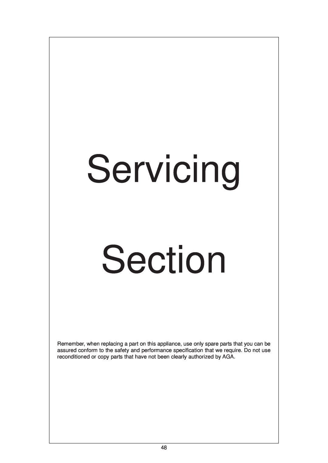 Aga Ranges DC6 (FFD) owner manual Servicing Section 