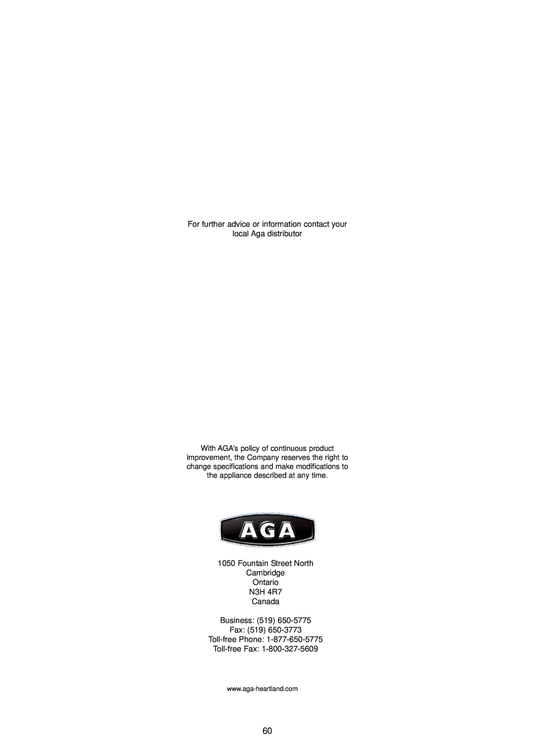 Aga Ranges DC6 (FFD) owner manual For further advice or information contact your local Aga distributor 