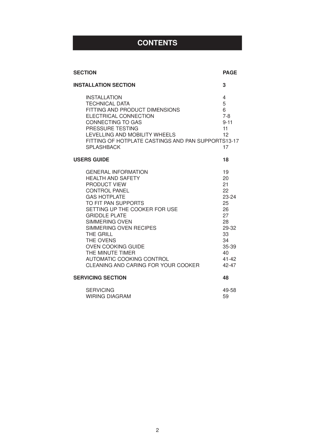 Aga Ranges dc6 owner manual Contents 