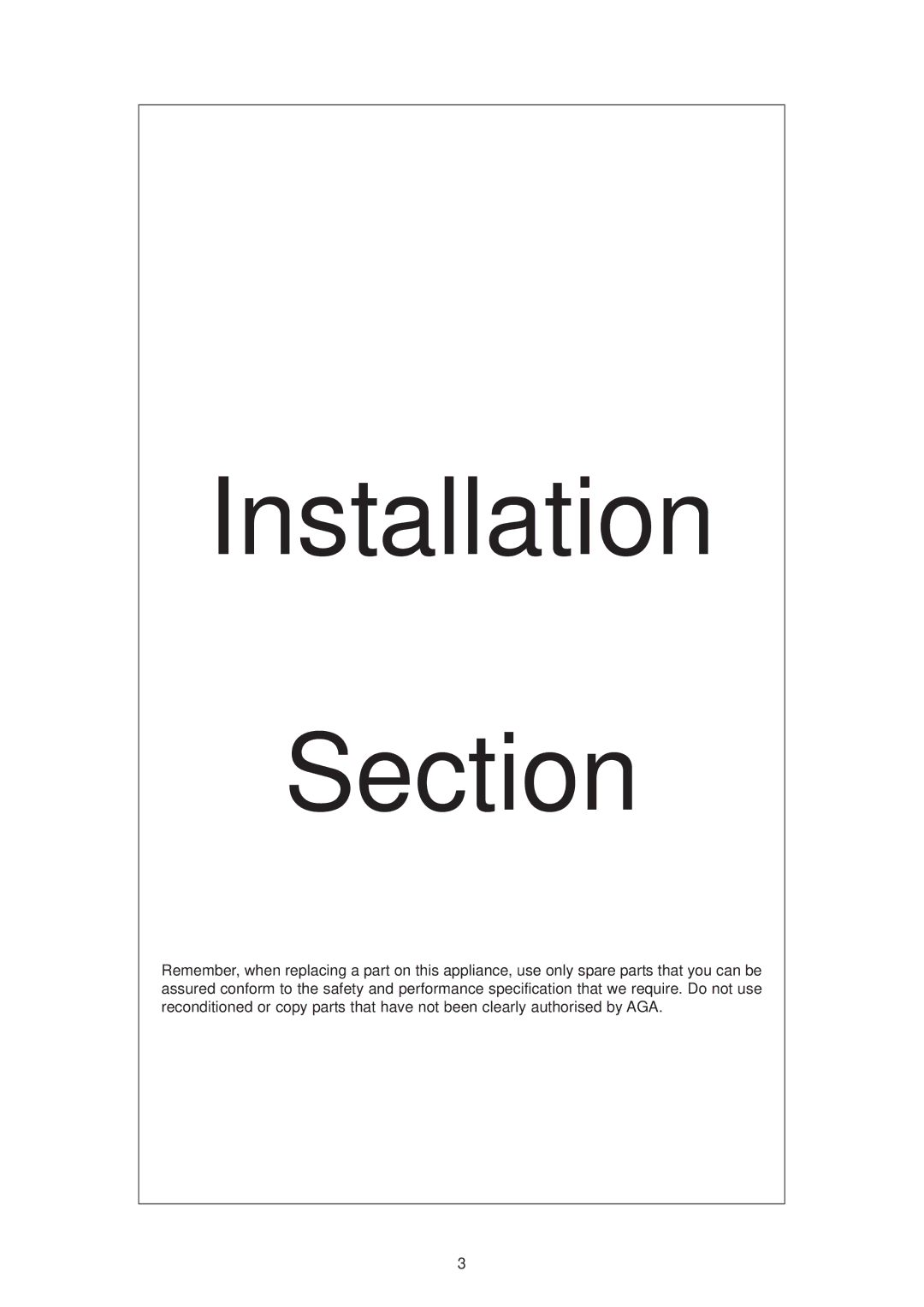 Aga Ranges dc6 owner manual Installation Section 