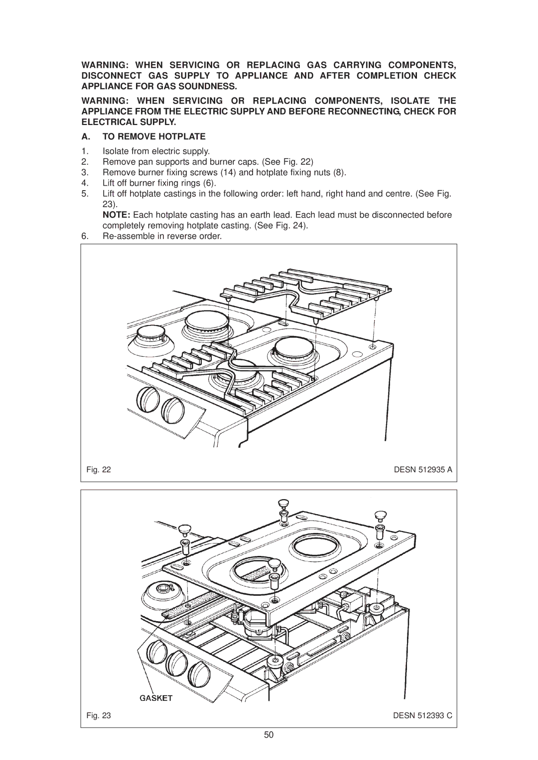 Aga Ranges dc6 owner manual To Remove Hotplate 