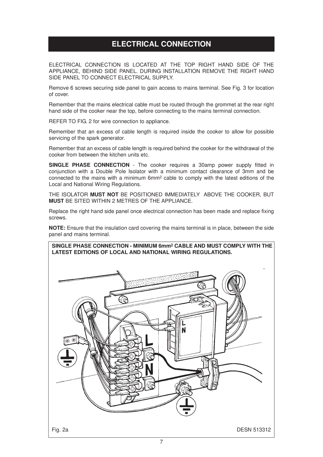 Aga Ranges dc6 owner manual Electrical Connection 