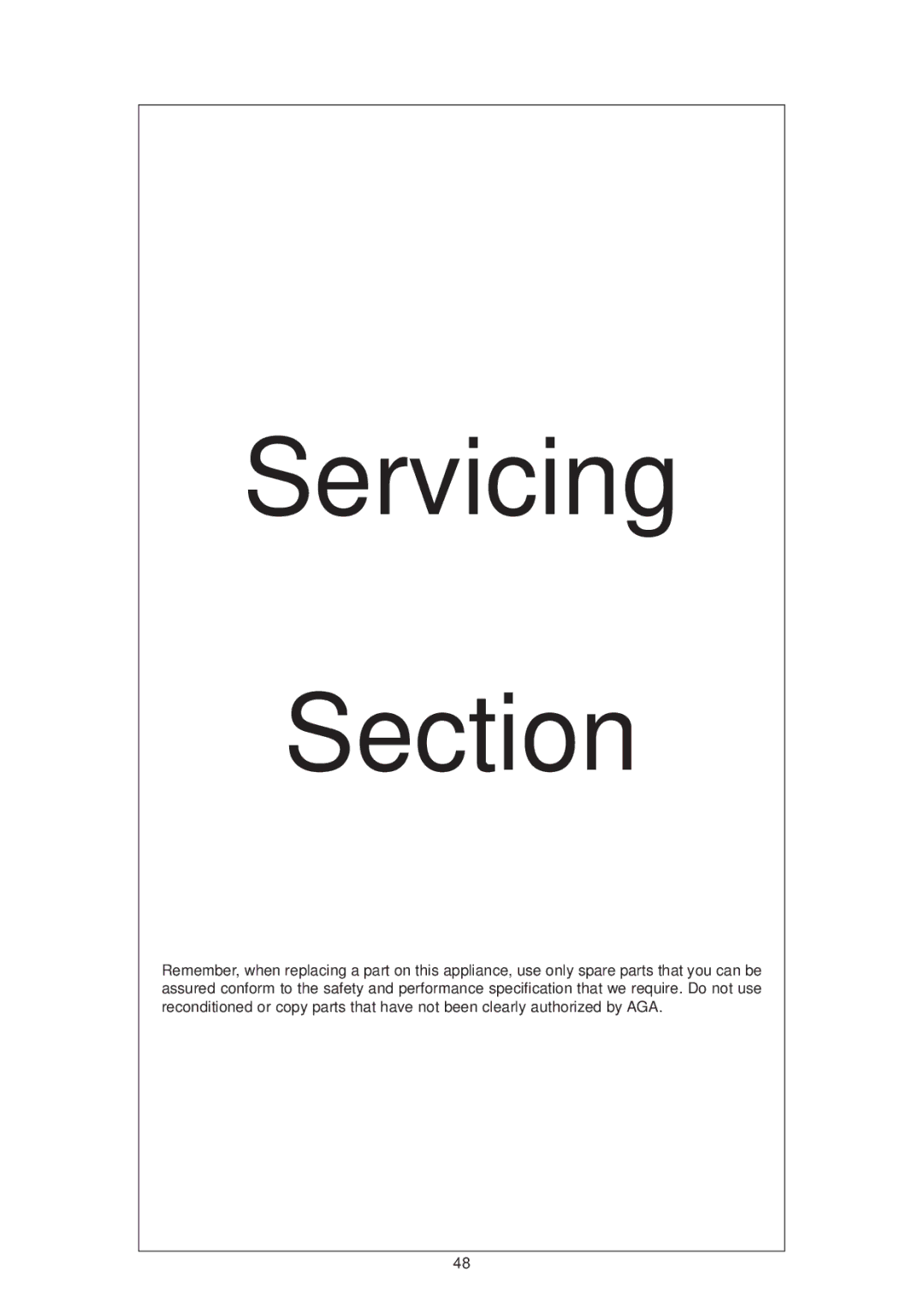 Aga Ranges dc6 owner manual Servicing Section 