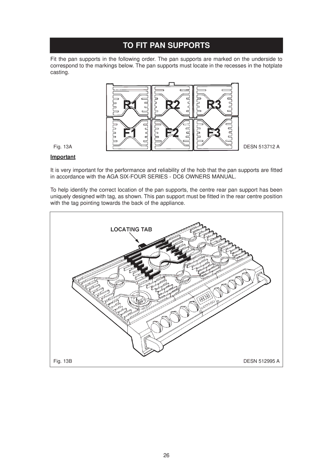 Aga Ranges dc6 owner manual To FIT PAN Supports 