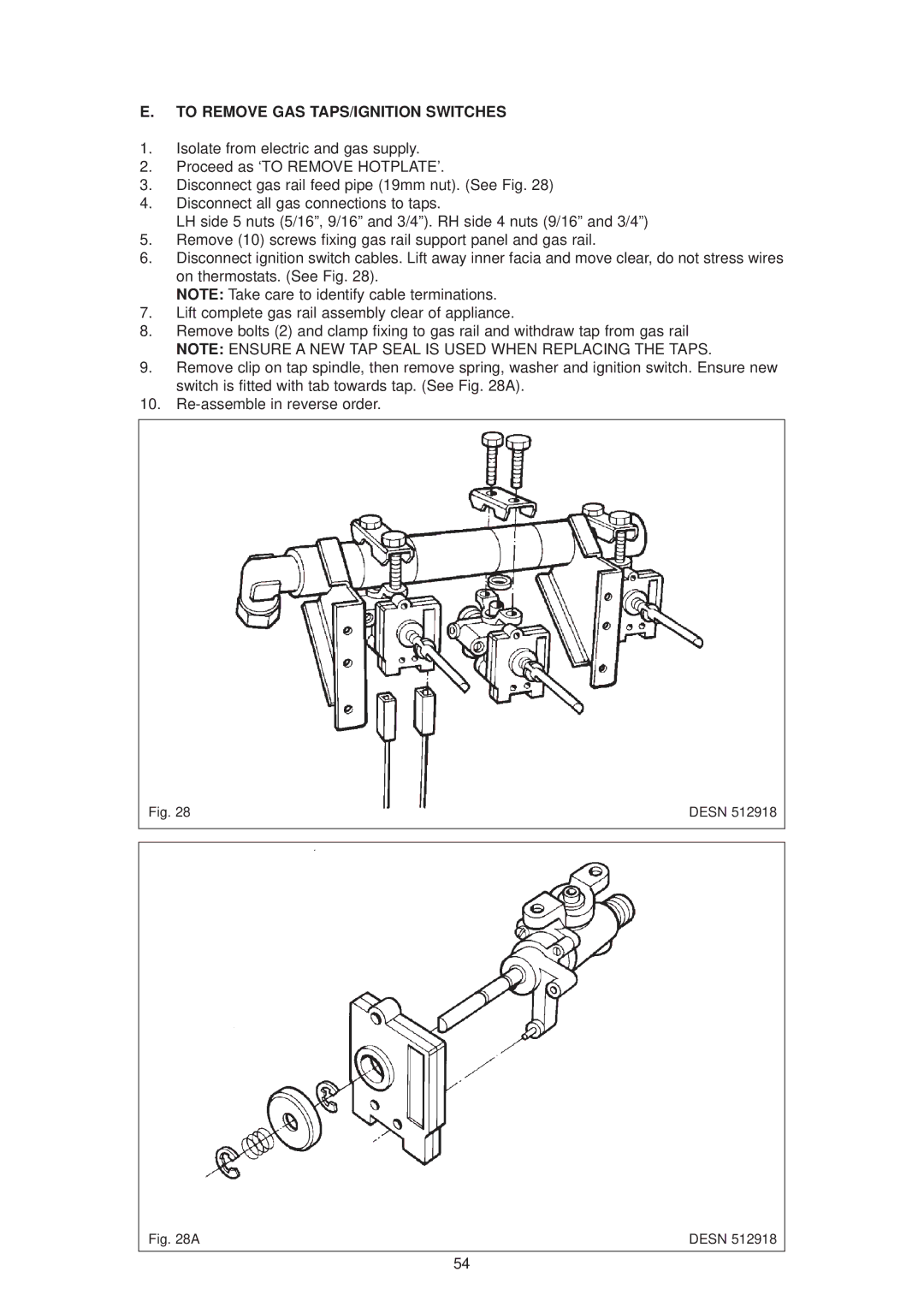 Aga Ranges dc6 owner manual To Remove GAS TAPS/IGNITION Switches 