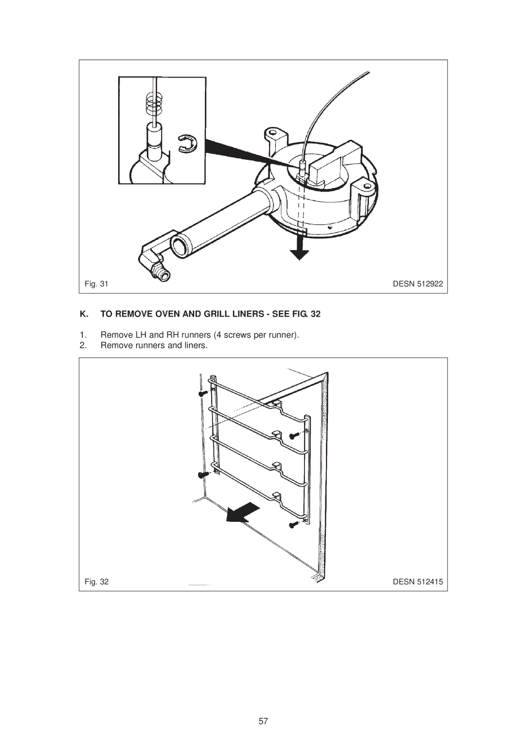 Aga Ranges dc6 owner manual To Remove Oven and Grill Liners see FIG 