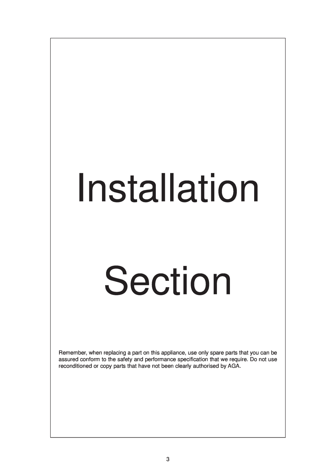 Aga Ranges dc6 owner manual Installation Section 
