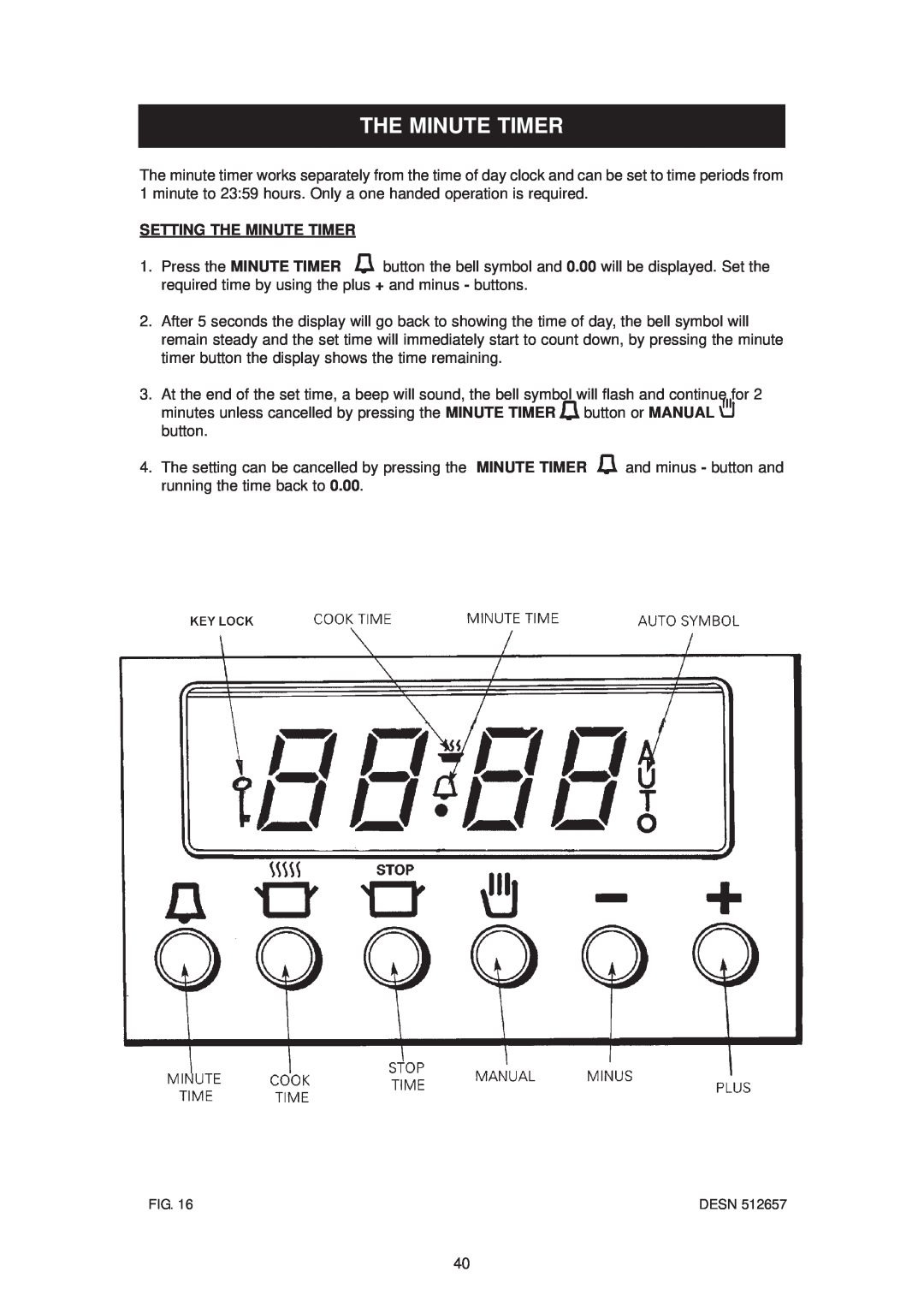 Aga Ranges dc6 owner manual Setting The Minute Timer 