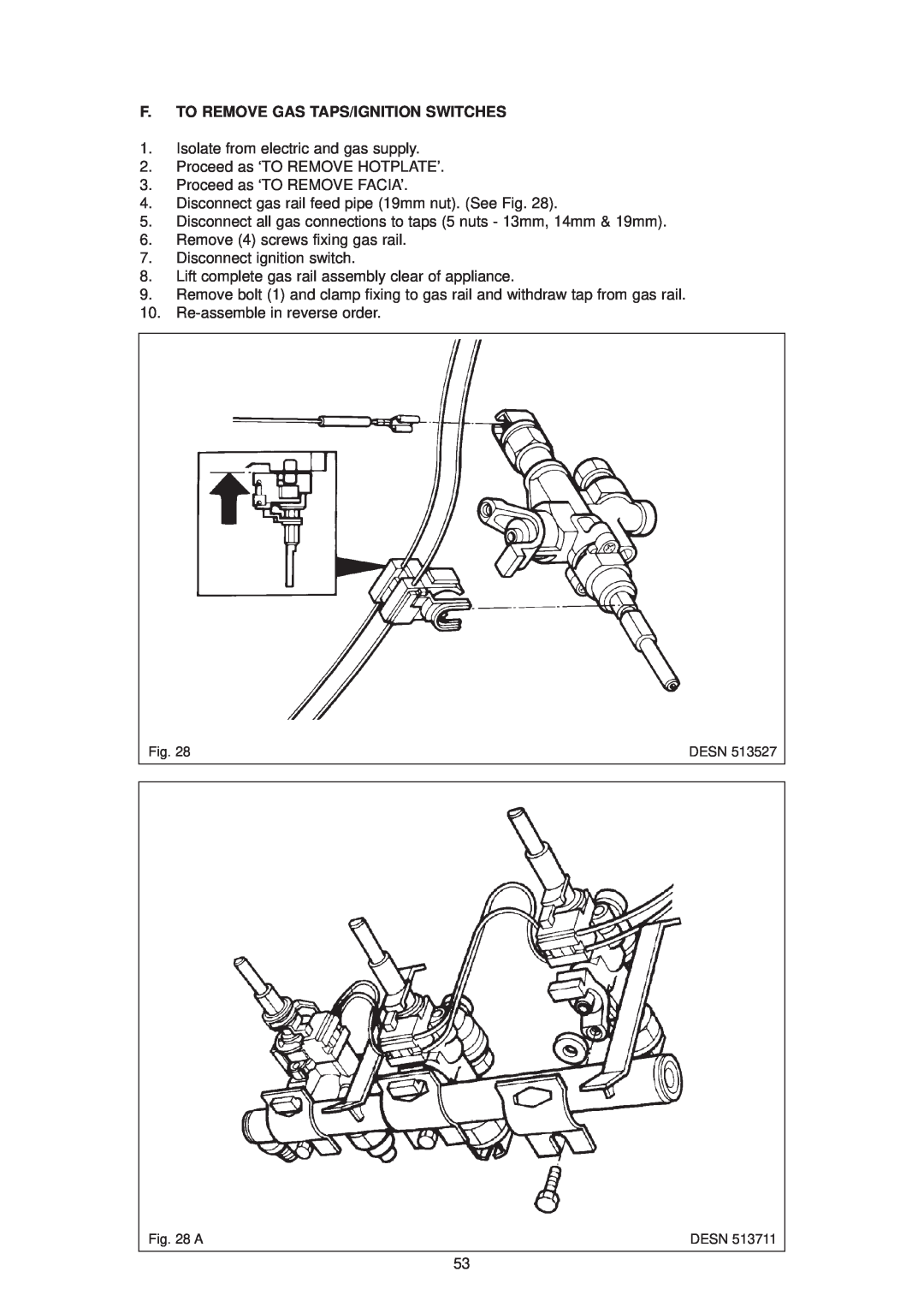 Aga Ranges dc6 owner manual F. To Remove Gas Taps/Ignition Switches 