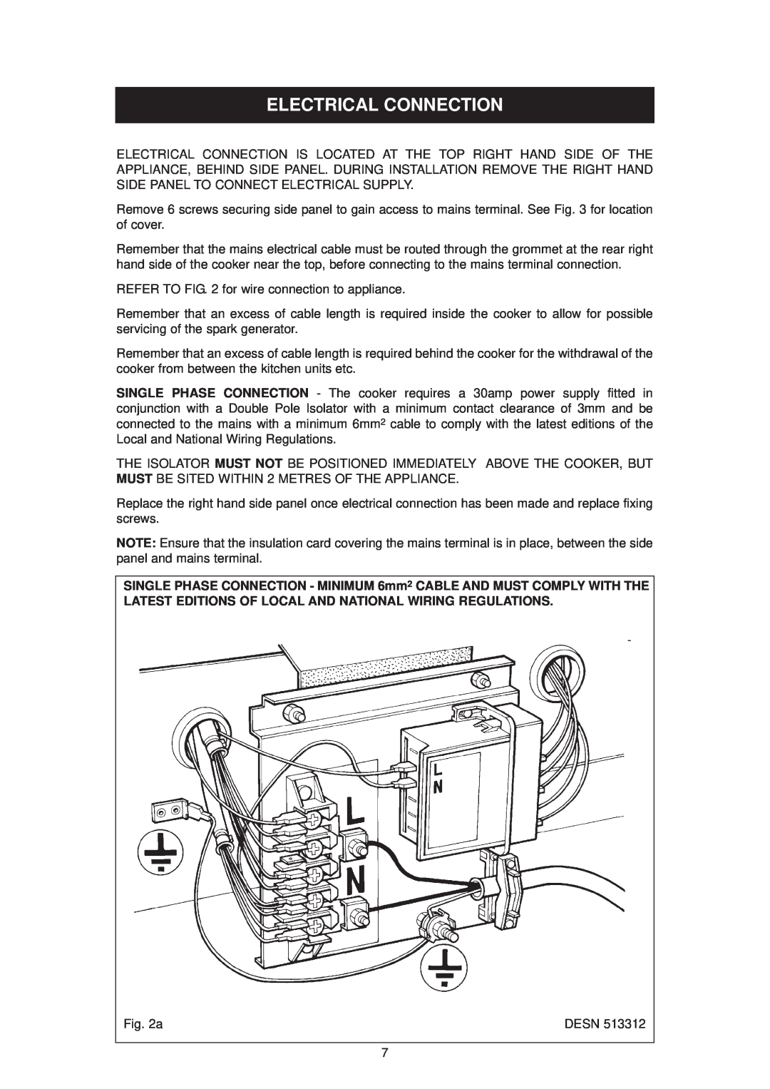 Aga Ranges dc6 owner manual Electrical Connection 