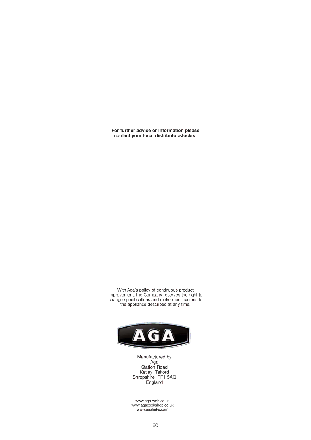 Aga Ranges DESN 512387 A owner manual 