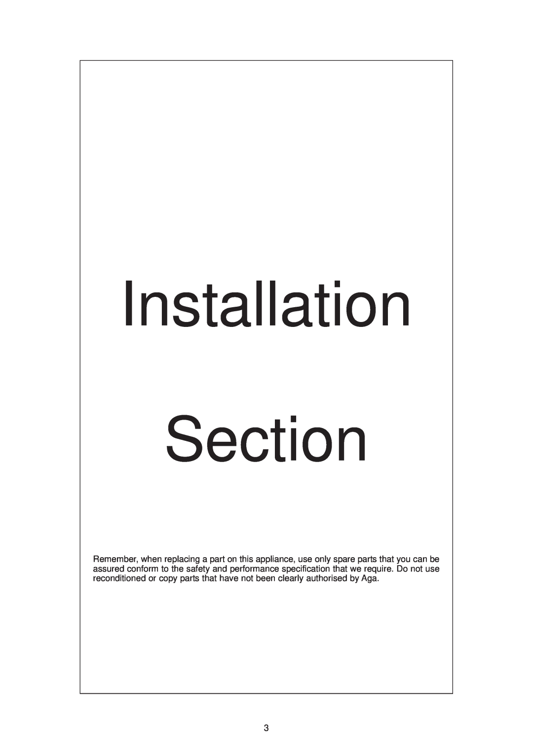 Aga Ranges DESN 512387 A owner manual Installation Section 