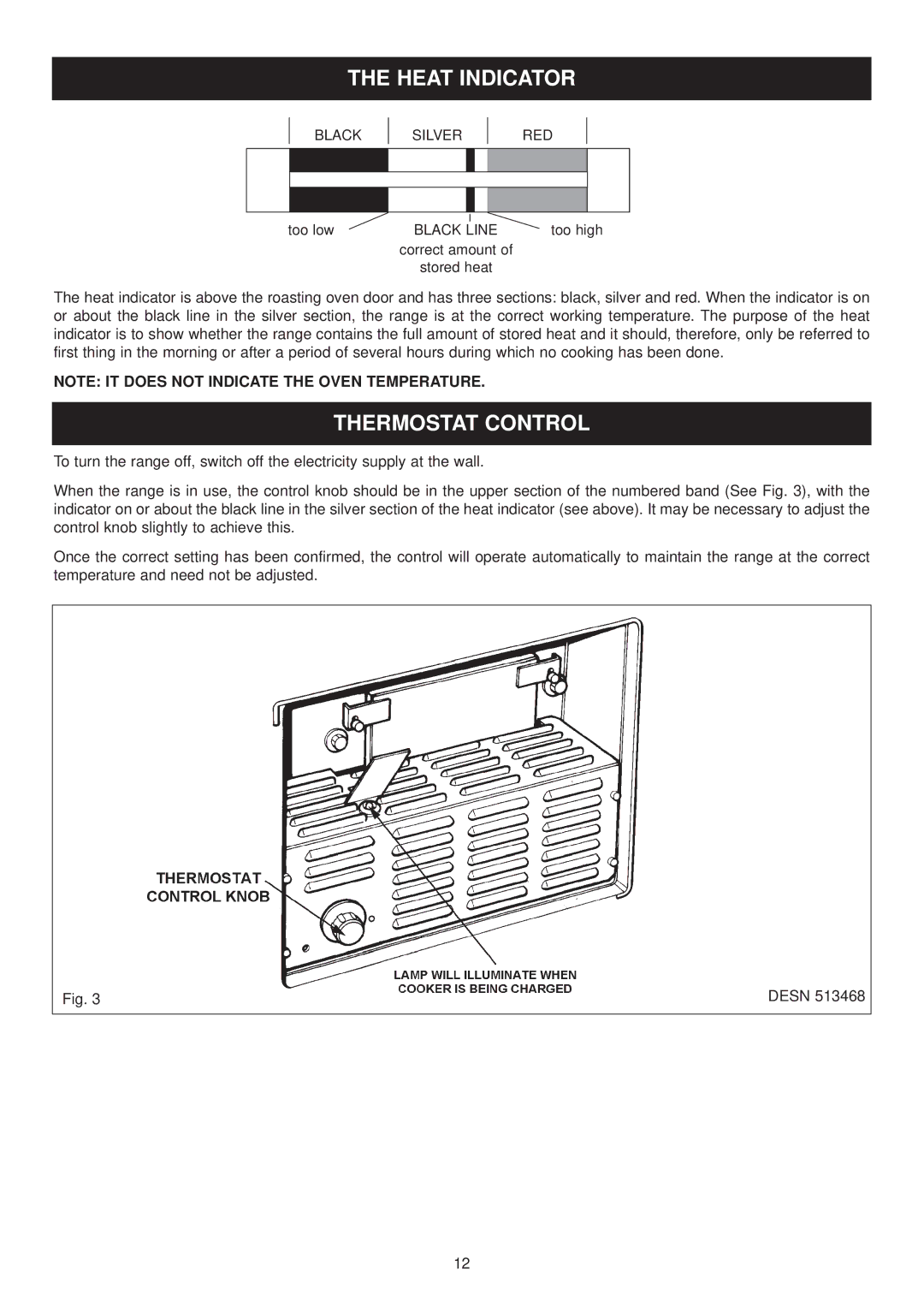 Aga Ranges EE LM-4, EC LM-2 owner manual Heat Indicator, Thermostat Control 