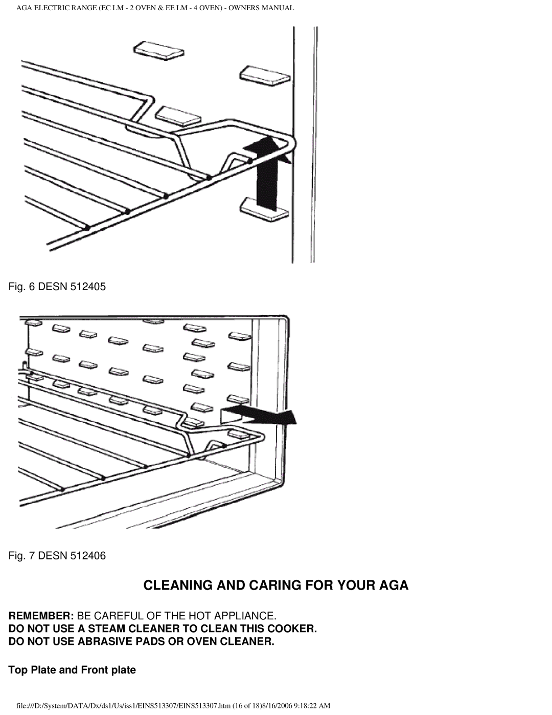 Aga Ranges EINS513307 owner manual Cleaning and Caring for Your AGA, Top Plate and Front plate 