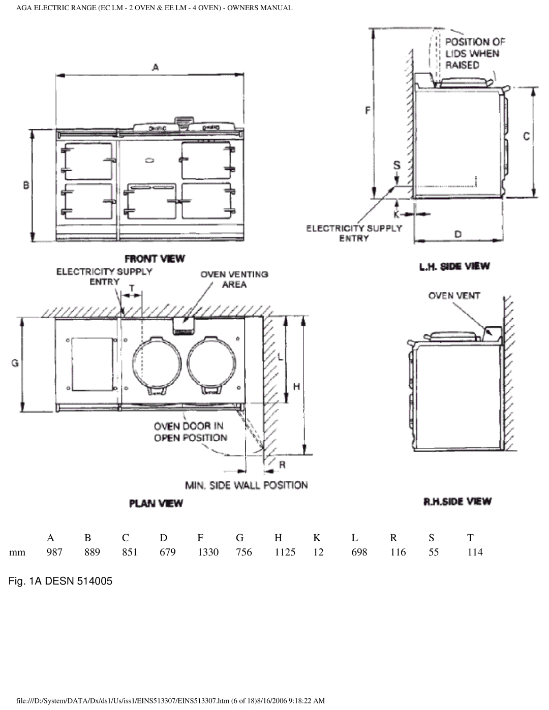 Aga Ranges EINS513307 owner manual Desn 