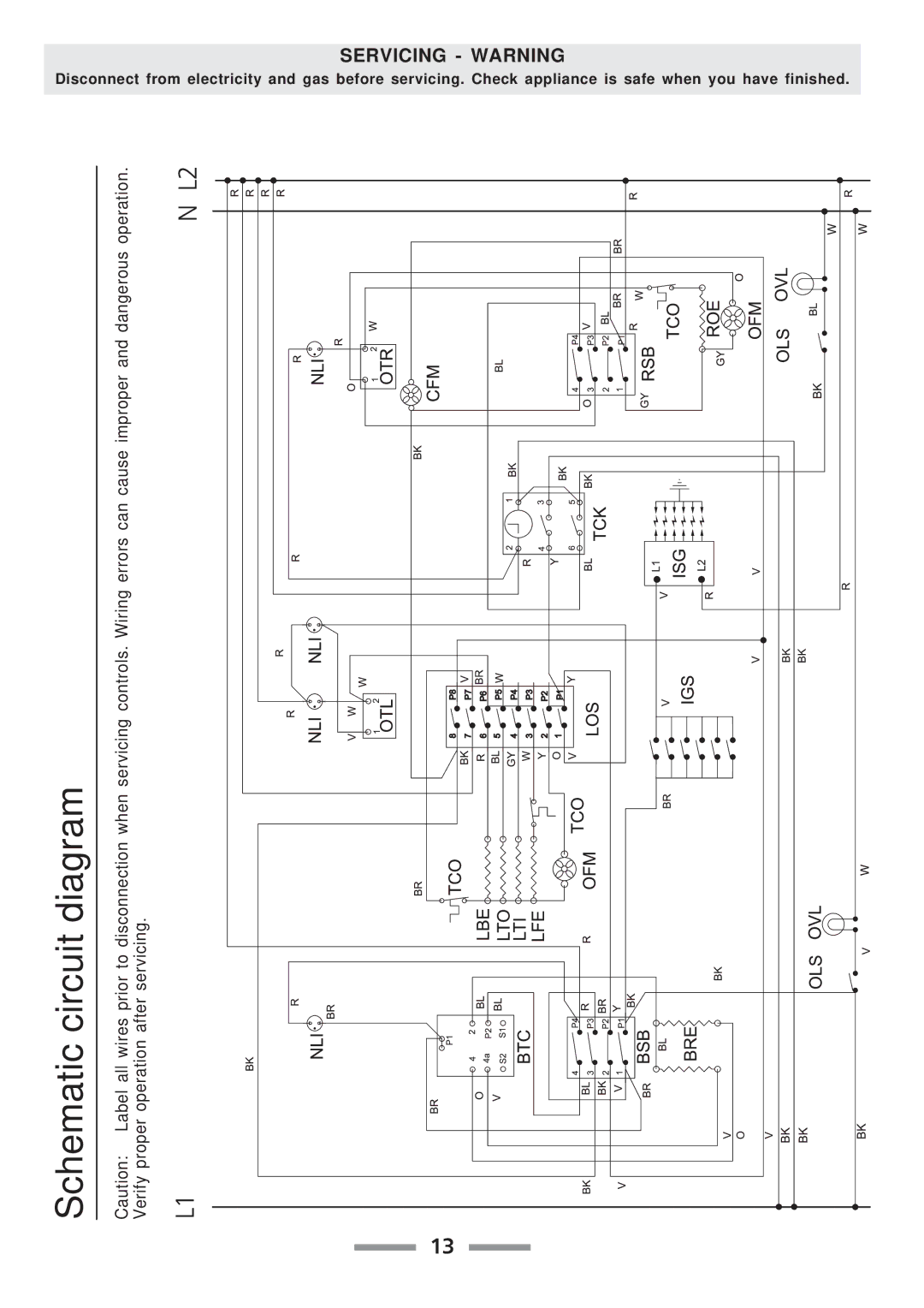 Aga Ranges F104010-01 manual Schematic circuit diagram 