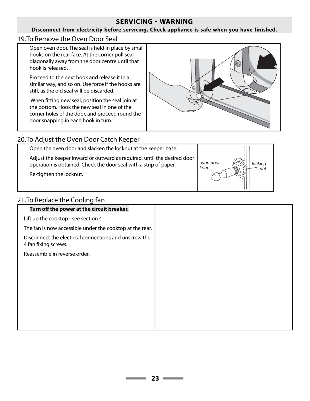 Aga Ranges F107411-01 manual Re-tighten the locknut 