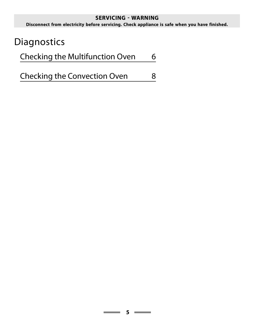 Aga Ranges F107411-01 manual Diagnostics 