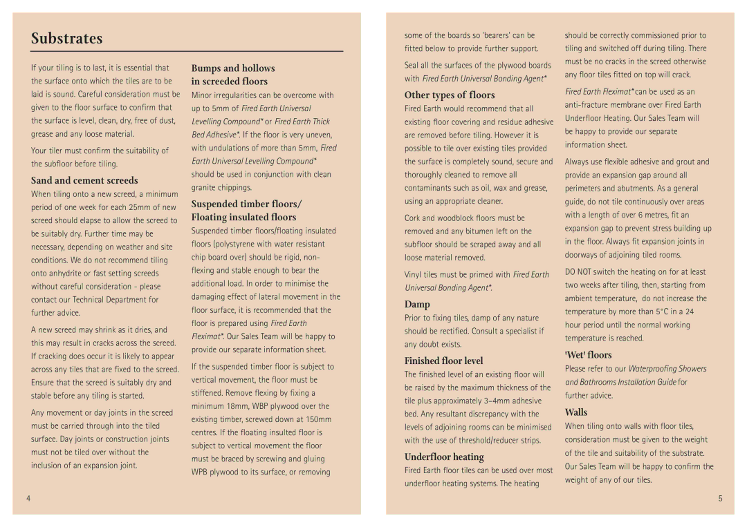 Aga Ranges Fired Earth specifications Substrates 