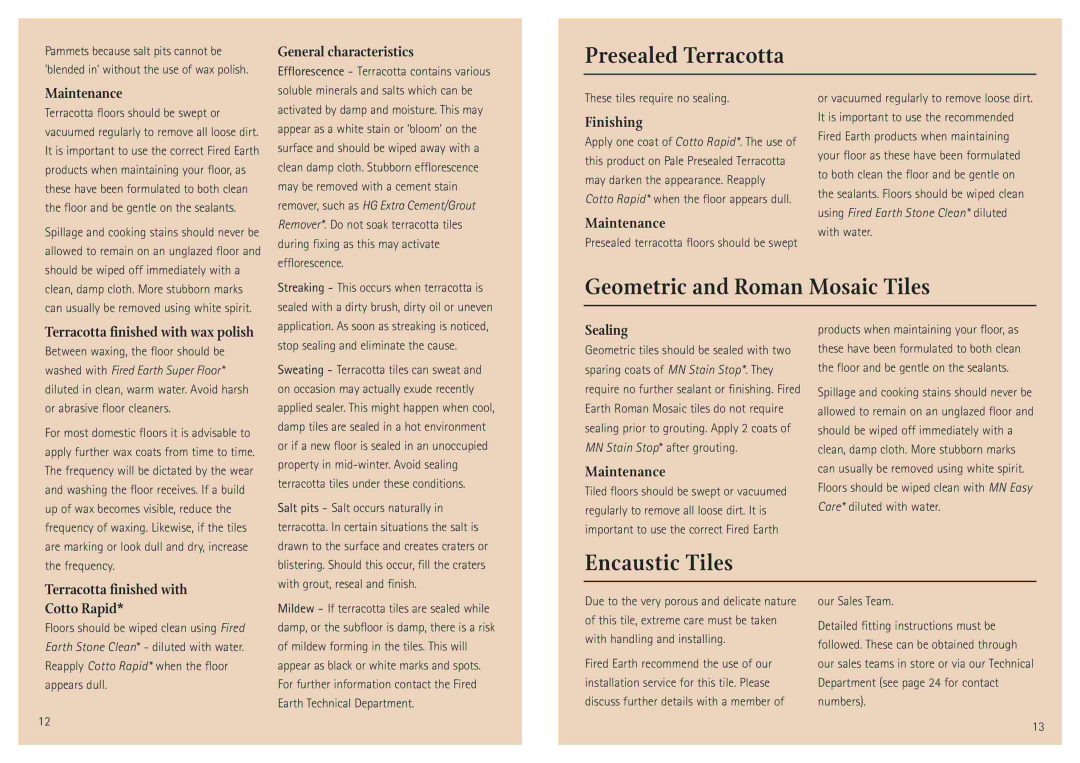 Aga Ranges Fired Earth specifications Presealed Terracotta, Geometric and Roman Mosaic Tiles, Encaustic Tiles 