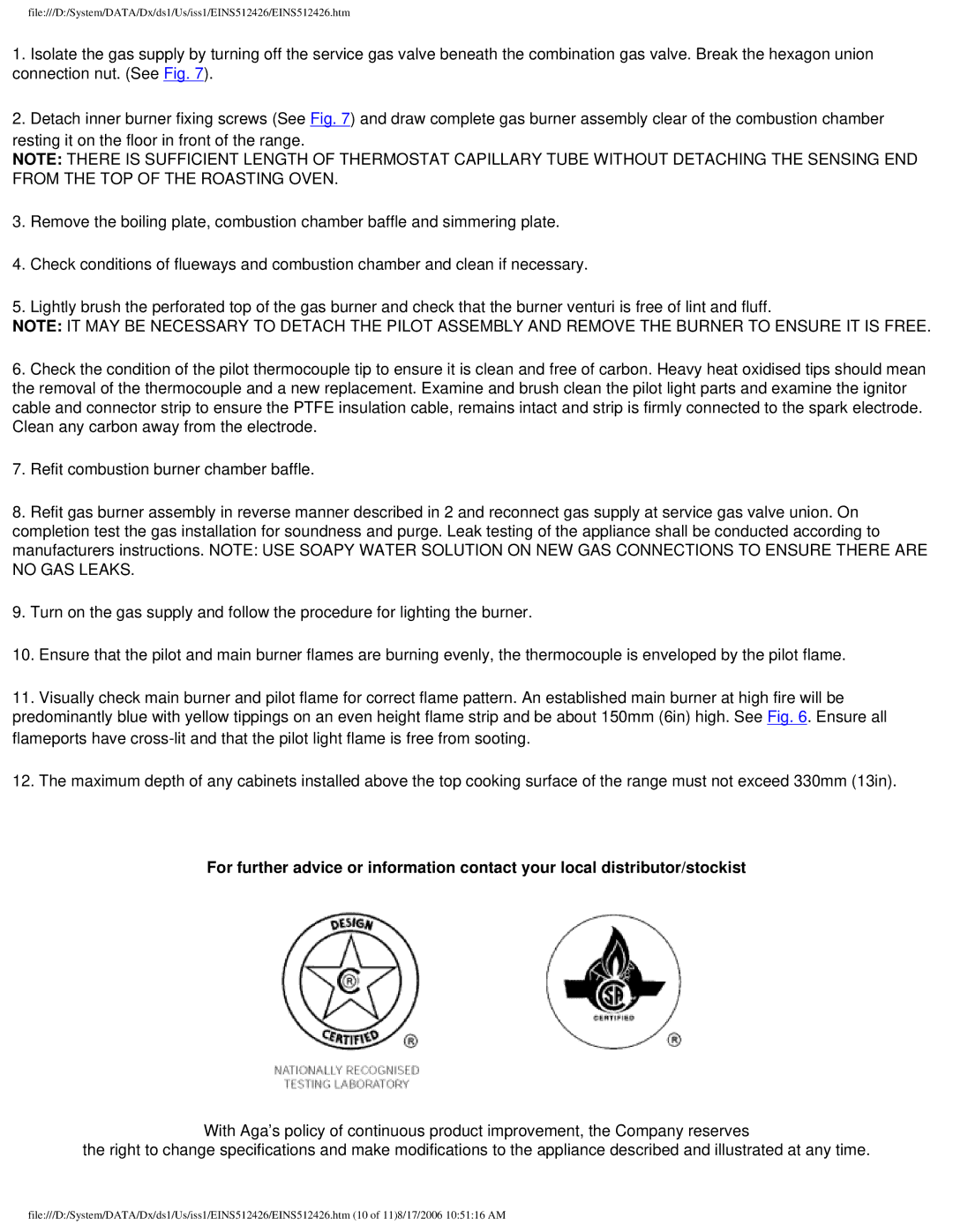 Aga Ranges GC 3 installation instructions 