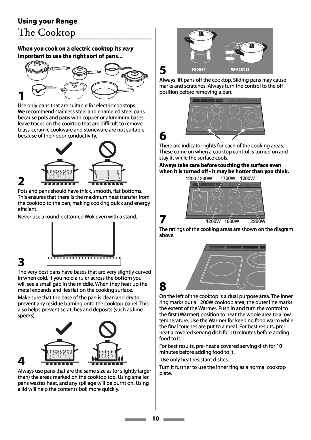 Aga Ranges Legacy 44 installation instructions The Cooktop, Using your Range, When you cook on a electric cooktop its very 