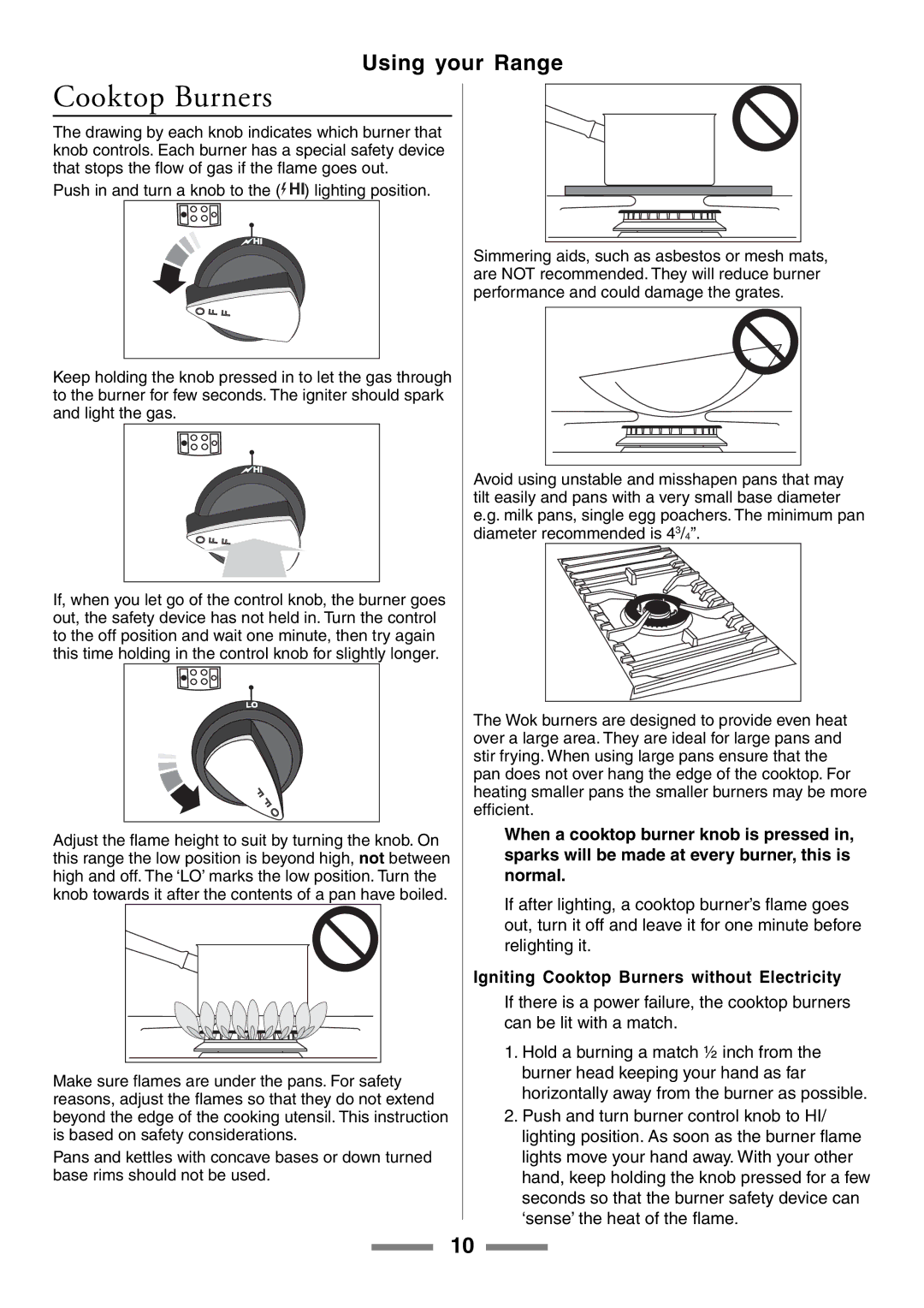 Aga Ranges U104001-03 manual Igniting Cooktop Burners without Electricity 