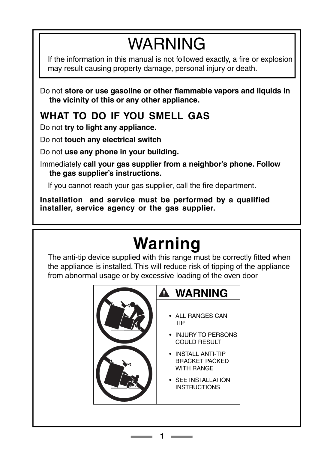 Aga Ranges U104001-03 manual What to do if YOU Smell GAS 