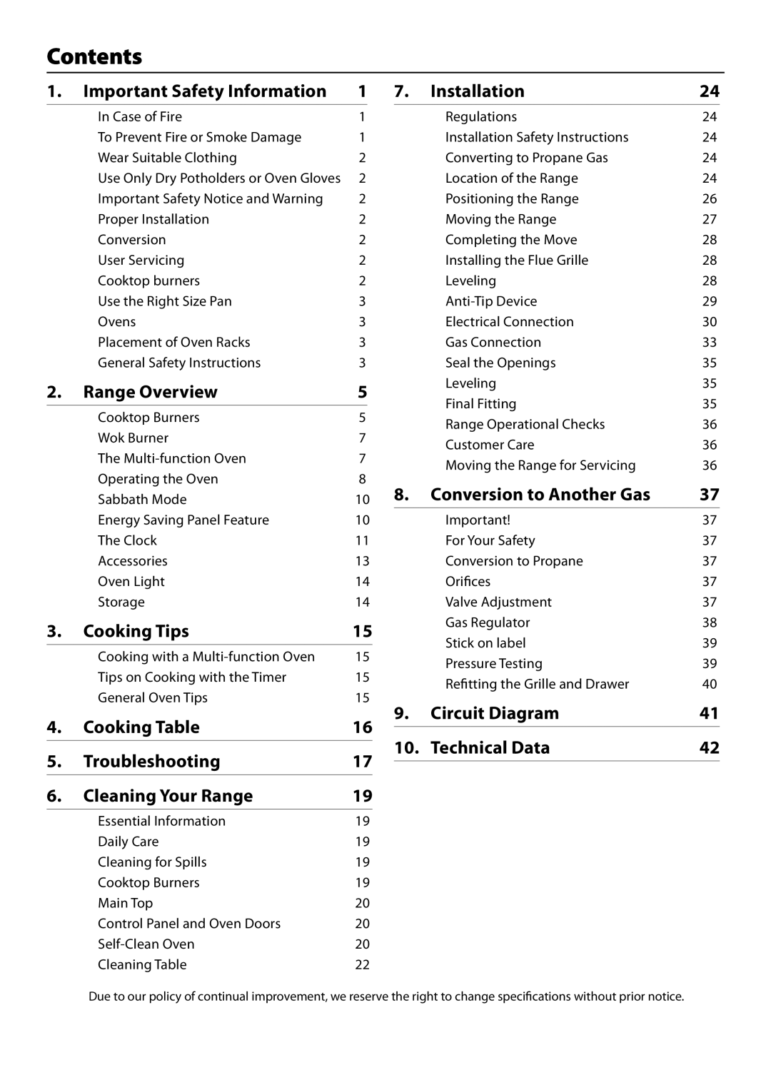 Aga Ranges U110054 - 03A manual Contents 