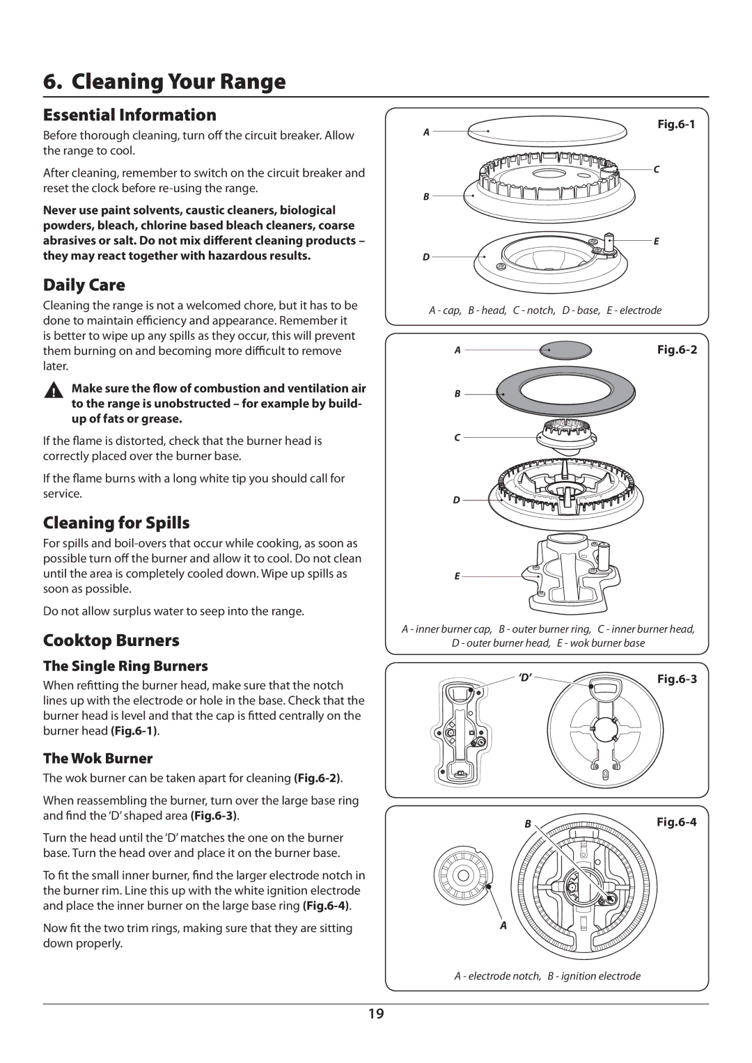 Aga Ranges U110054 - 03A manual Cleaning Your Range, Essential Information, Daily Care, Cleaning for Spills 