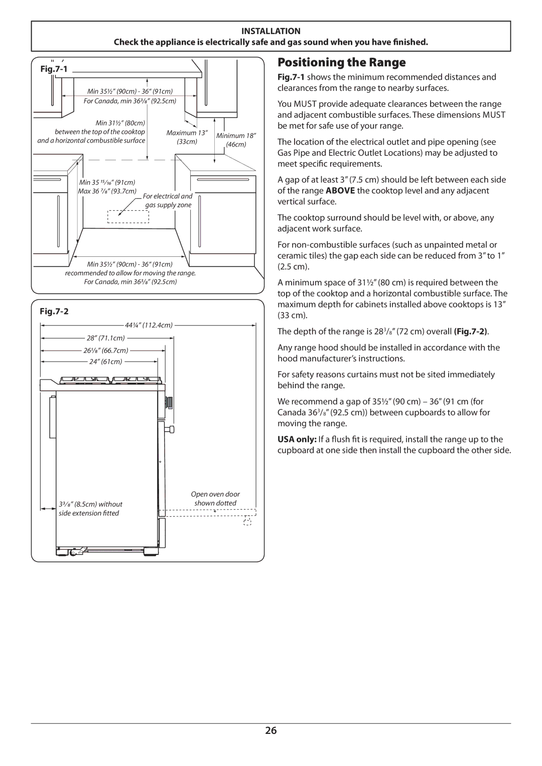 Aga Ranges U110054 - 03A manual Positioning the Range 