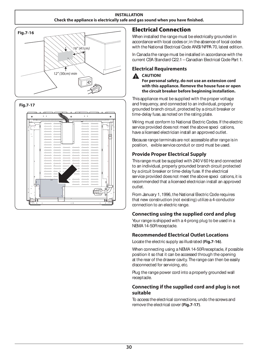 Aga Ranges U110054 - 03A manual Electrical Connection 