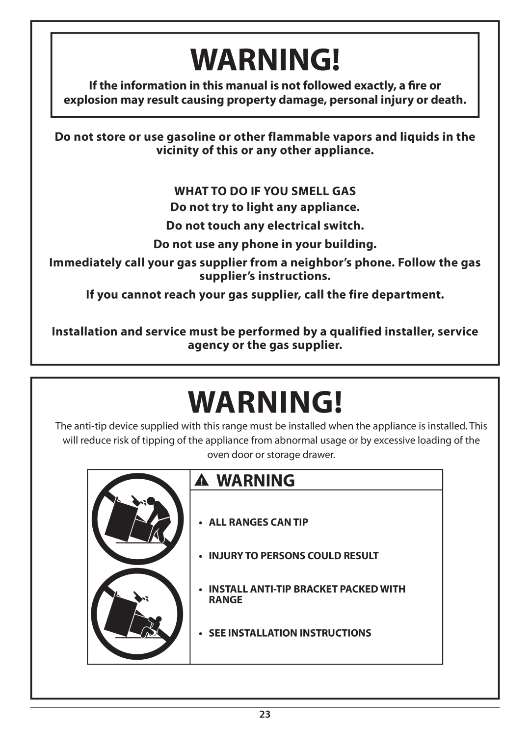 Aga Ranges U110054 manual  Warning 