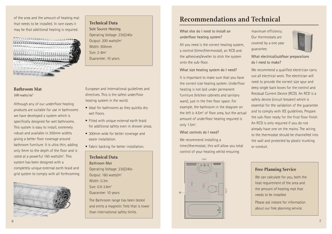 Aga Ranges Underfloor Heating manual Recommendations and Technical, Bathroom Mat, Free Planning Service 