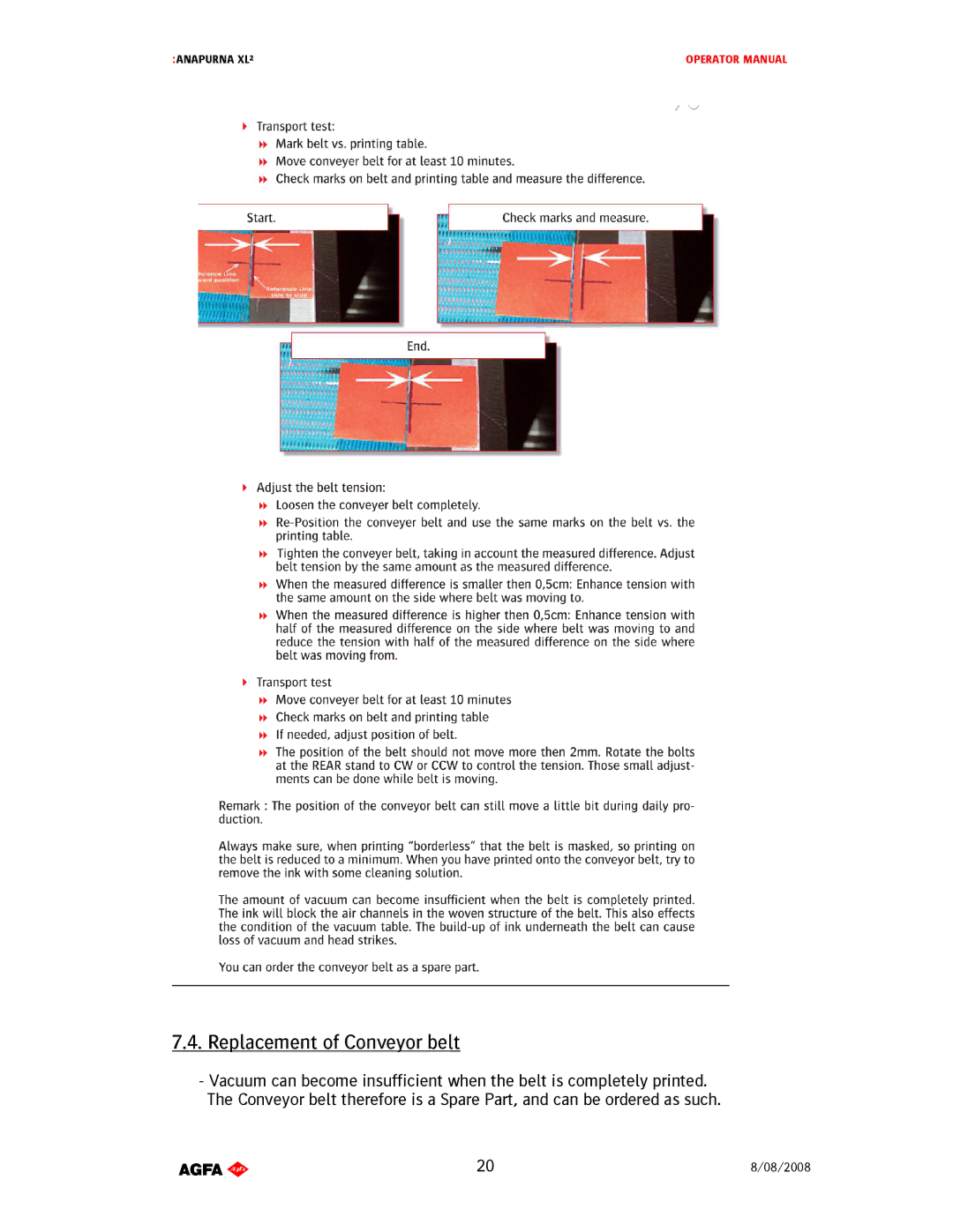 AGFA 1 manual ReplacementofConveyorbelt 