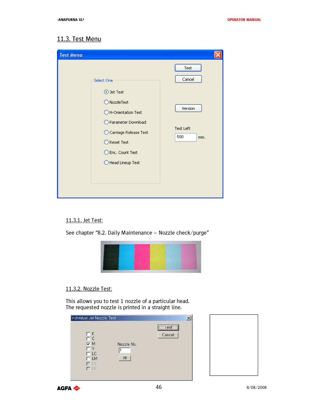 AGFA 1 manual TestMenu 