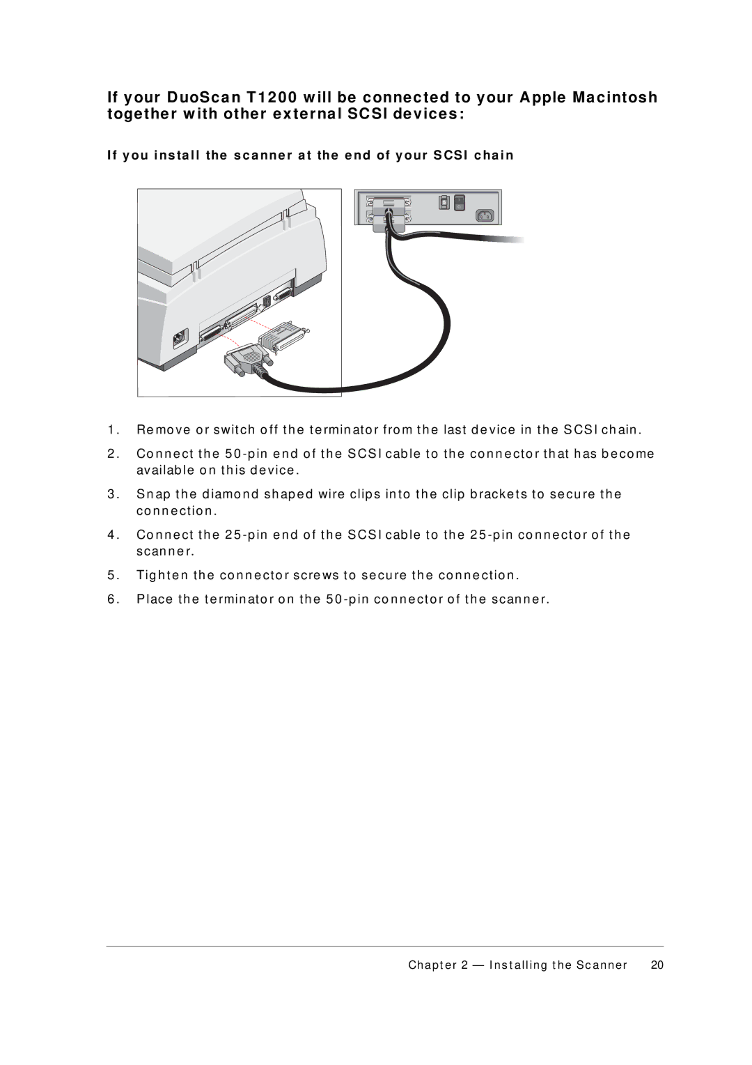 AGFA 1200 appendix Ch a p t e r 2 Install i n g t h e S c a n n e r 