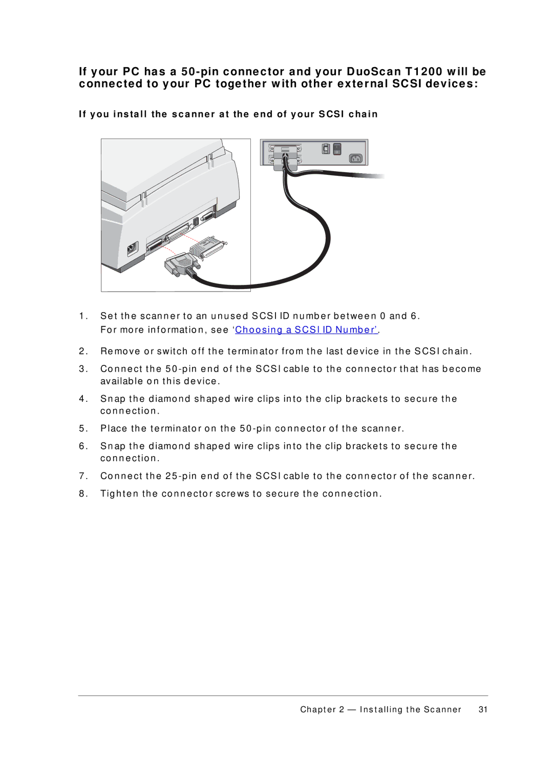 AGFA 1200 appendix Ch a p t e r 2 Install i n g t h e S c a n n e r 