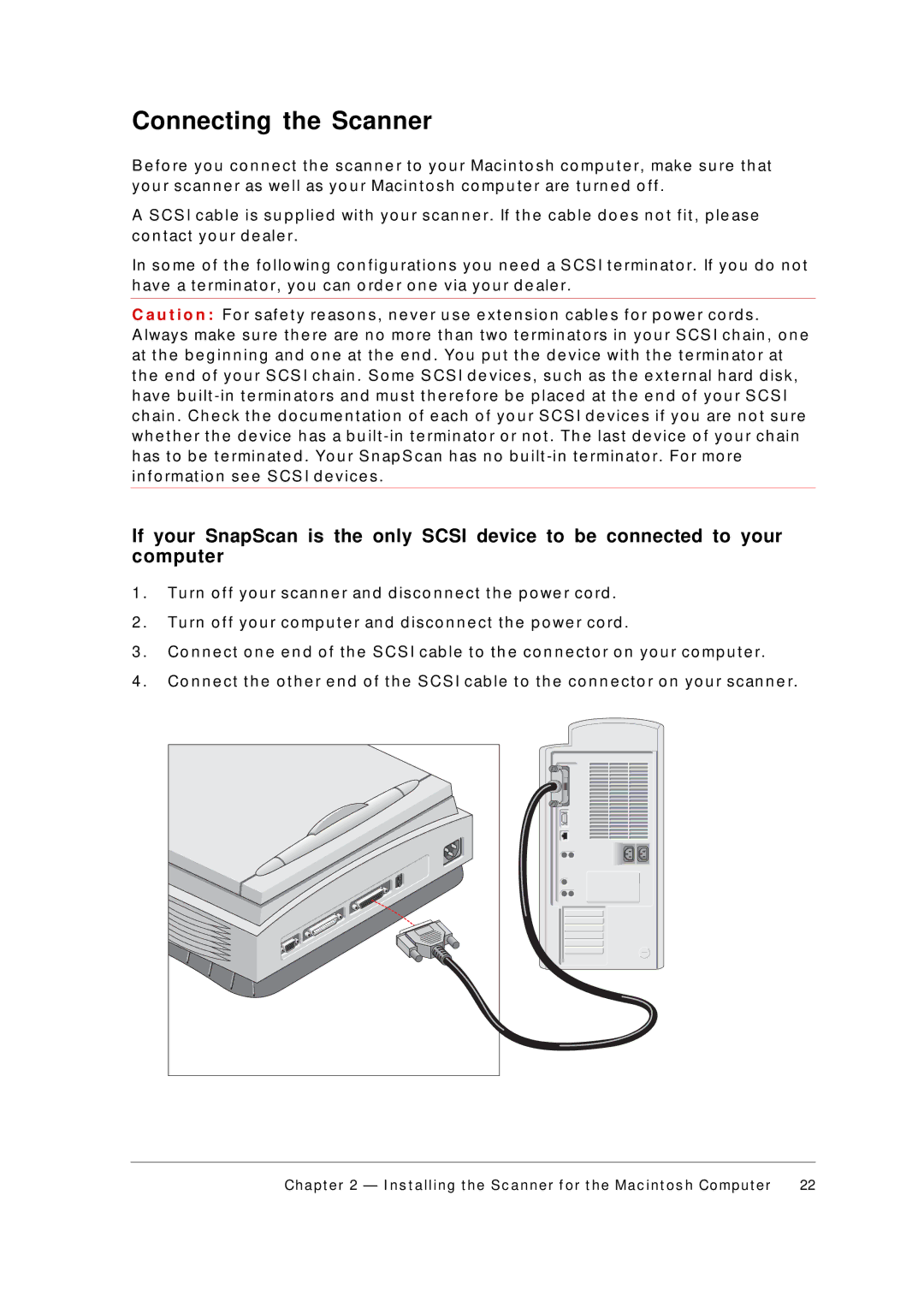 AGFA 1236S appendix Connecting the Scanner, F o rmat io n s e e S CS I d e v ic e s 