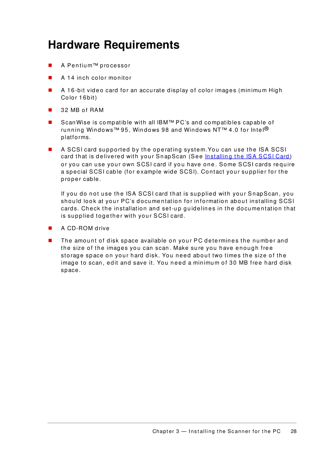 AGFA 1236S appendix Hardware Requirements 