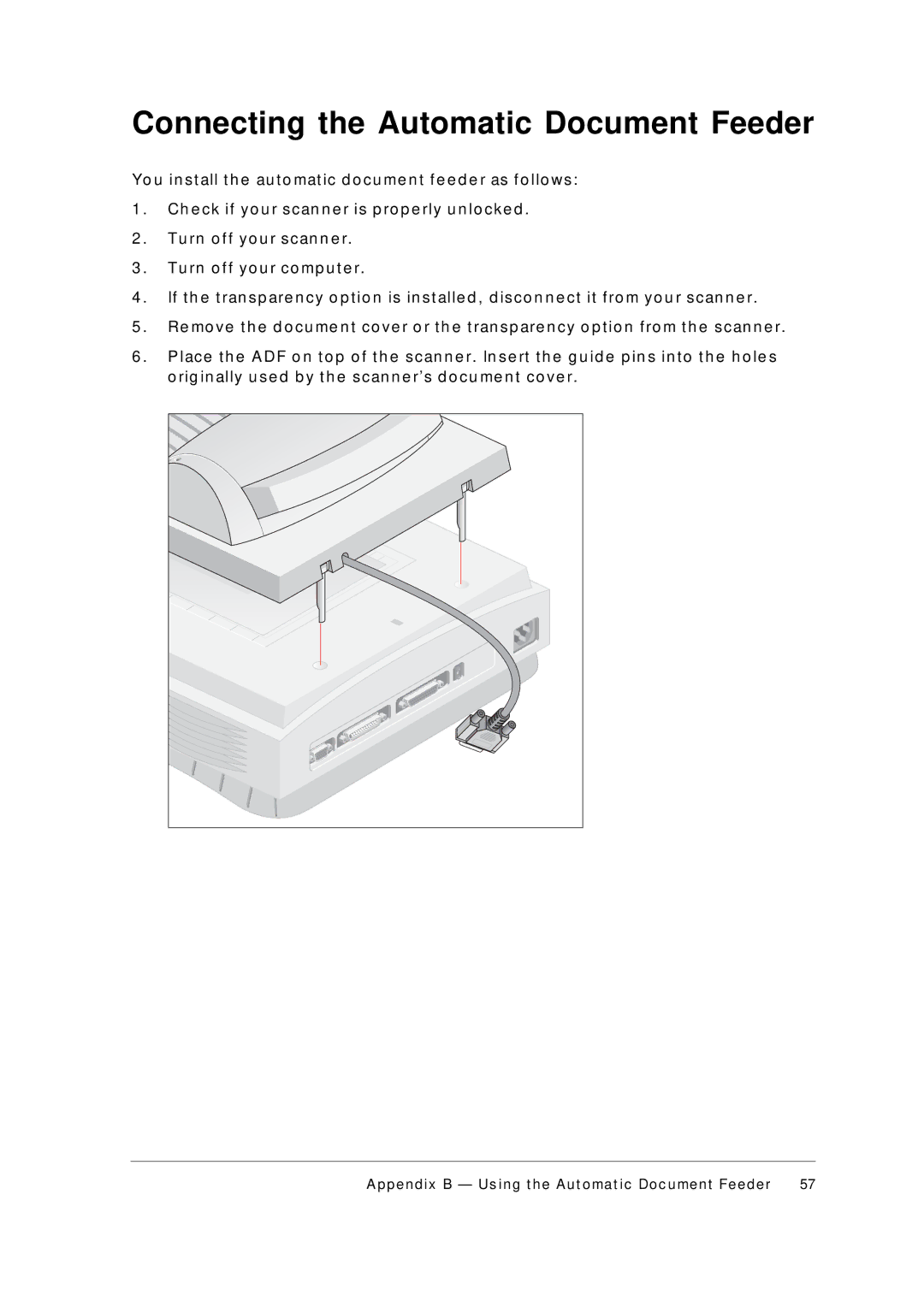 AGFA 1236S appendix Connecting the Automatic Document Feeder 