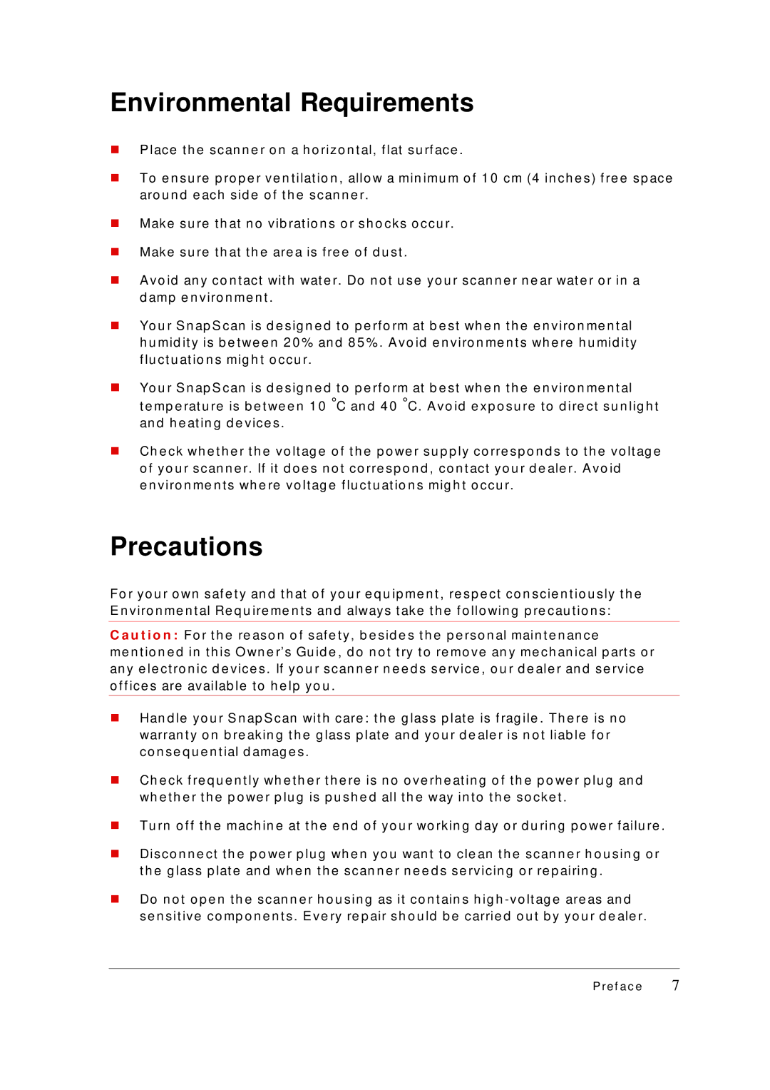 AGFA 1236S appendix Environmental Requirements, Precautions 