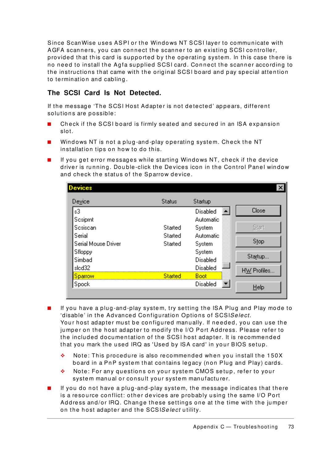 AGFA 1236S appendix Scsi Card Is Not Detected 