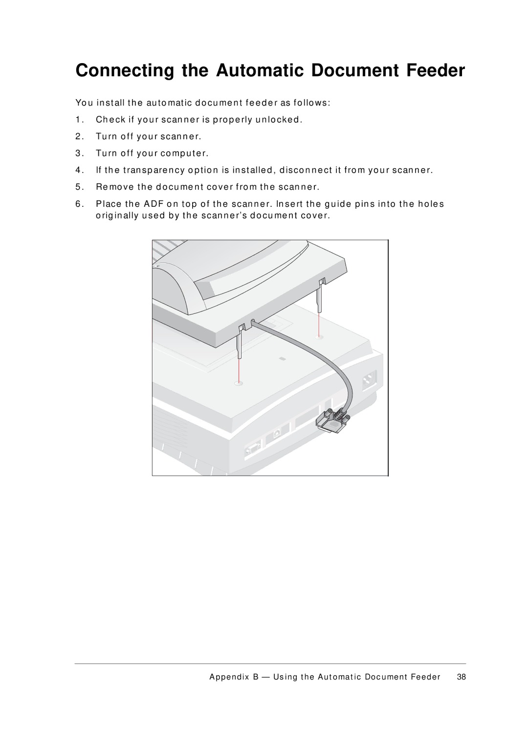 AGFA 1236U appendix Connecting the Automatic Document Feeder 