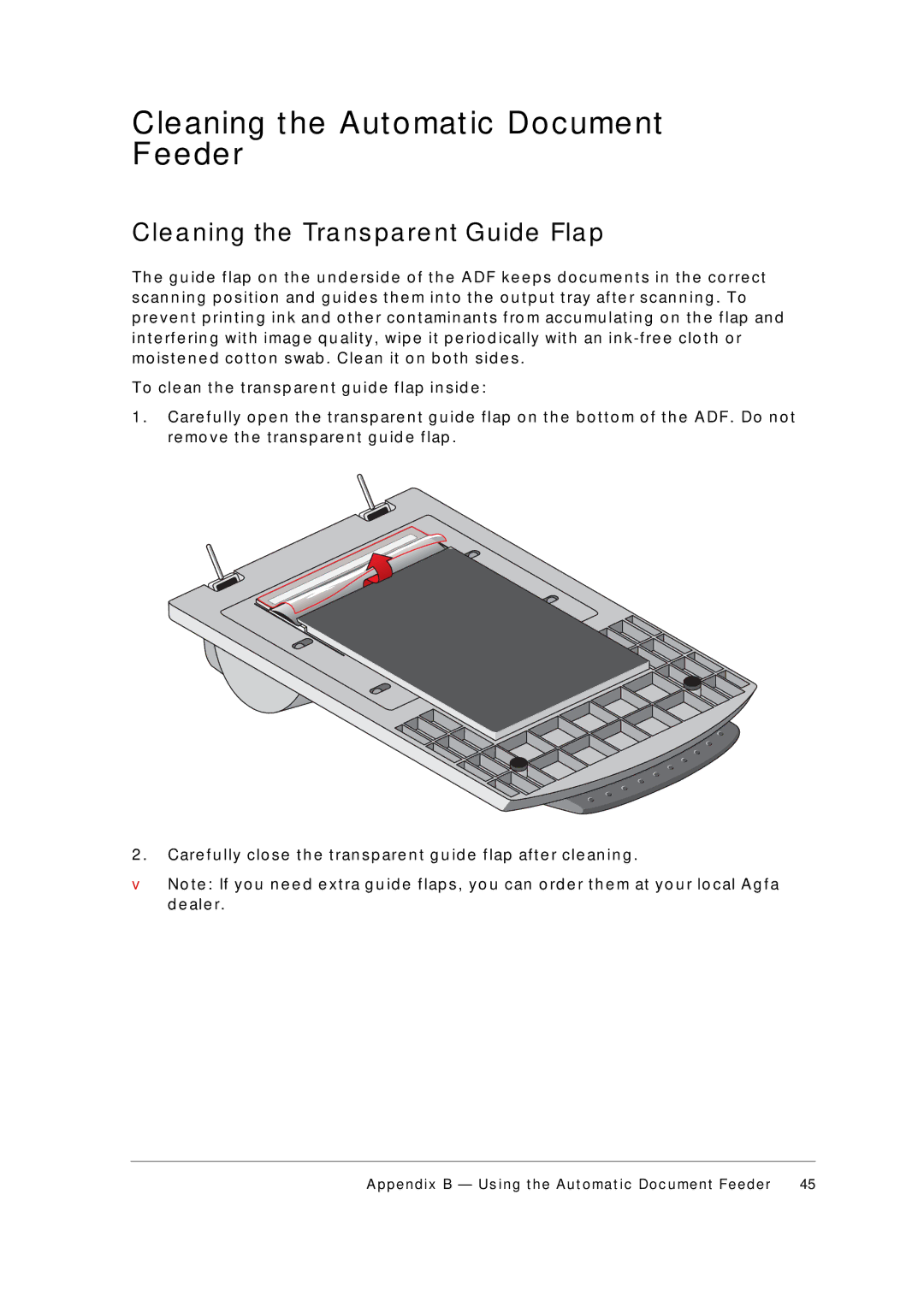 AGFA 1236U appendix Cleaning t he Aut omat ic Document Feeder, Ale r 