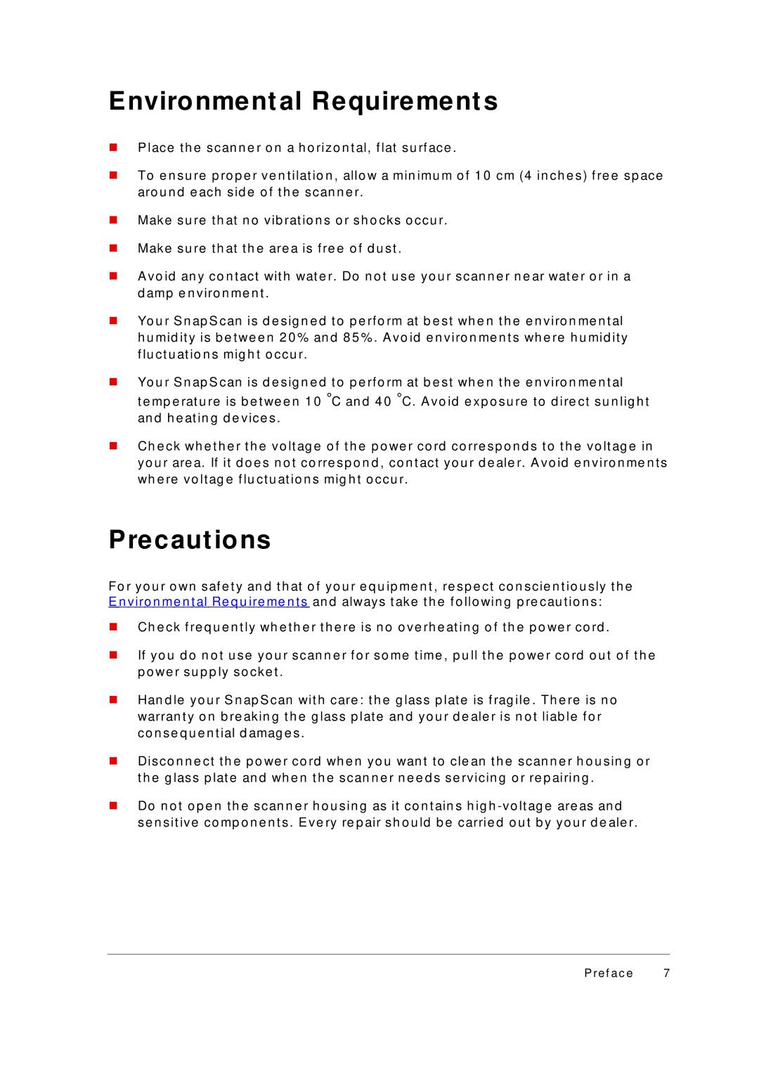 AGFA 1236U appendix Environment al Requirement s, Precaut ions 