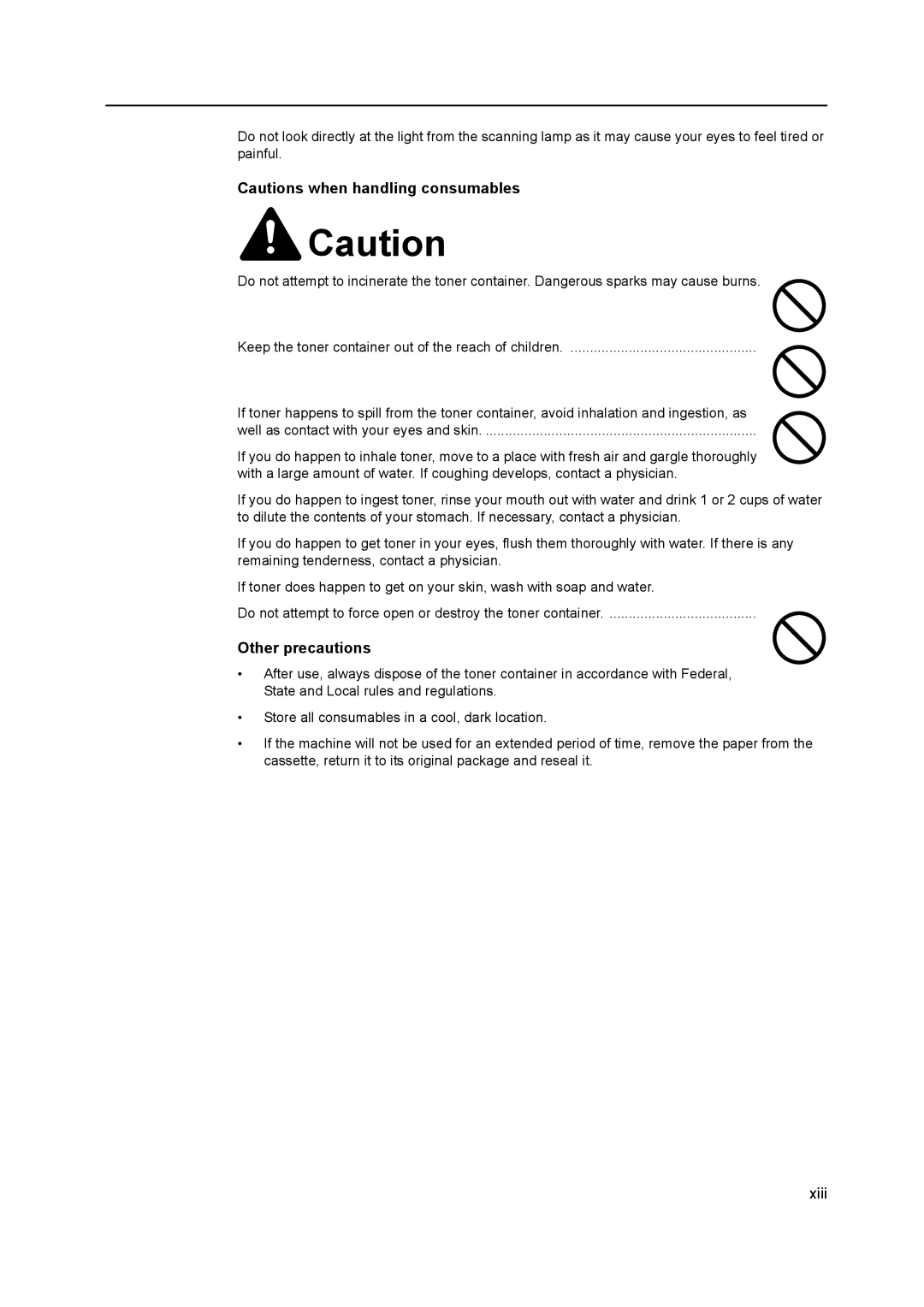 AGFA 1815 Copier manual Xiii 