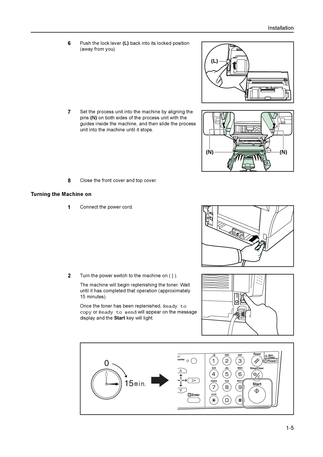 AGFA 1815 Copier manual Turning the Machine on 