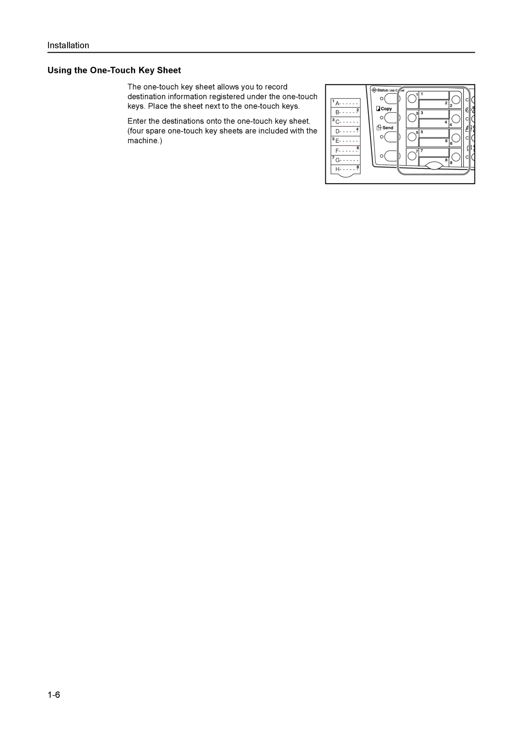 AGFA 1815 Copier manual Using the One-Touch Key Sheet 